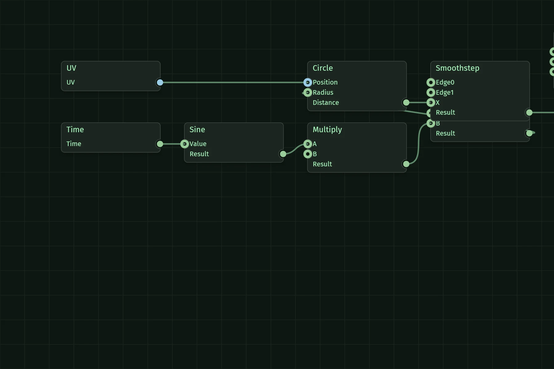The shader_editor demo: Visual WGSL editor: the graph compiles to a running shader